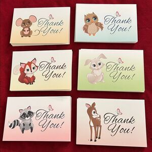 36 blank Animal Thank You Cards W envelopes